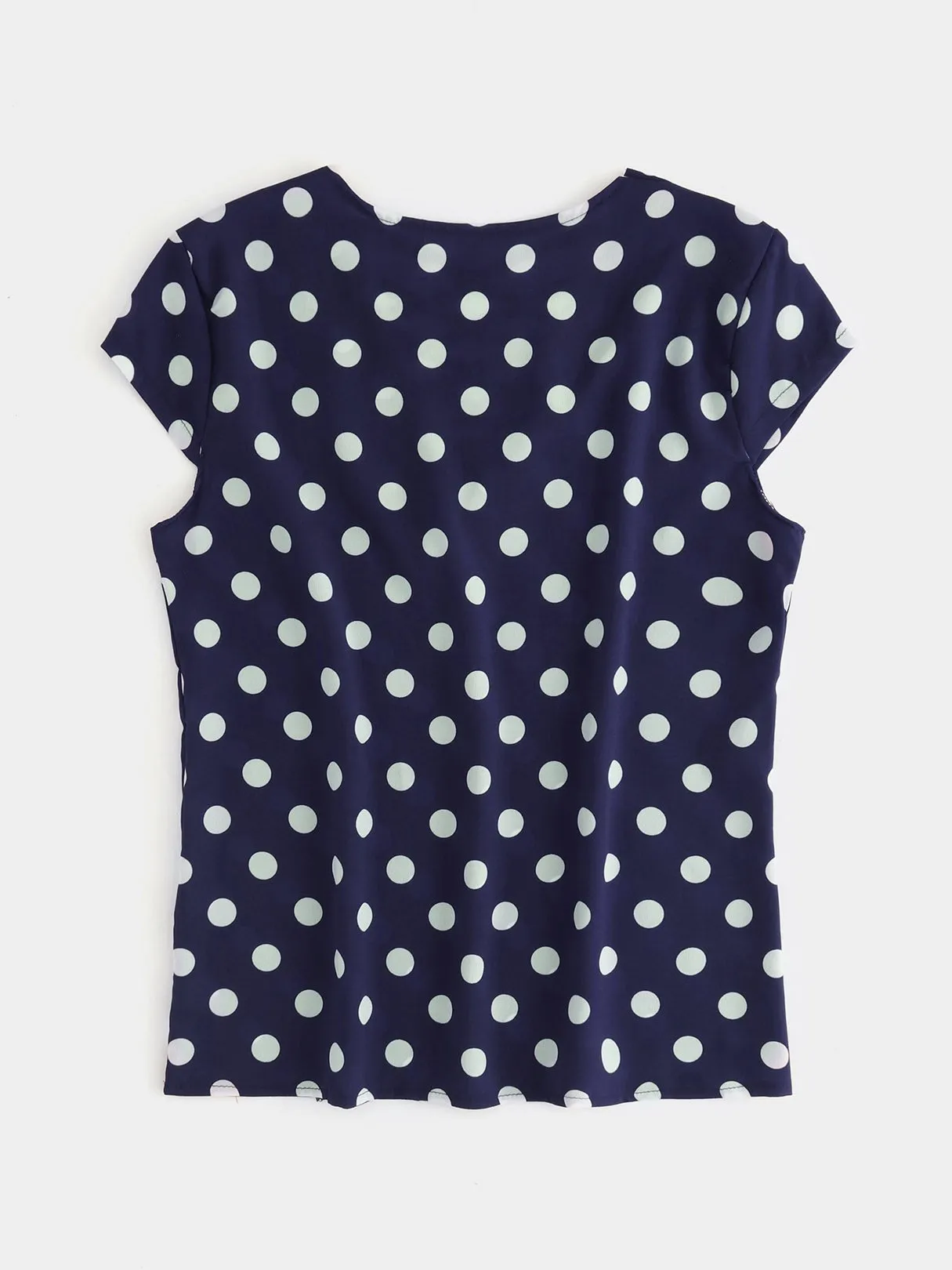 Wholesale Crossed Collar Polka Dot Criss-Cross Short Sleeve T-Shirts