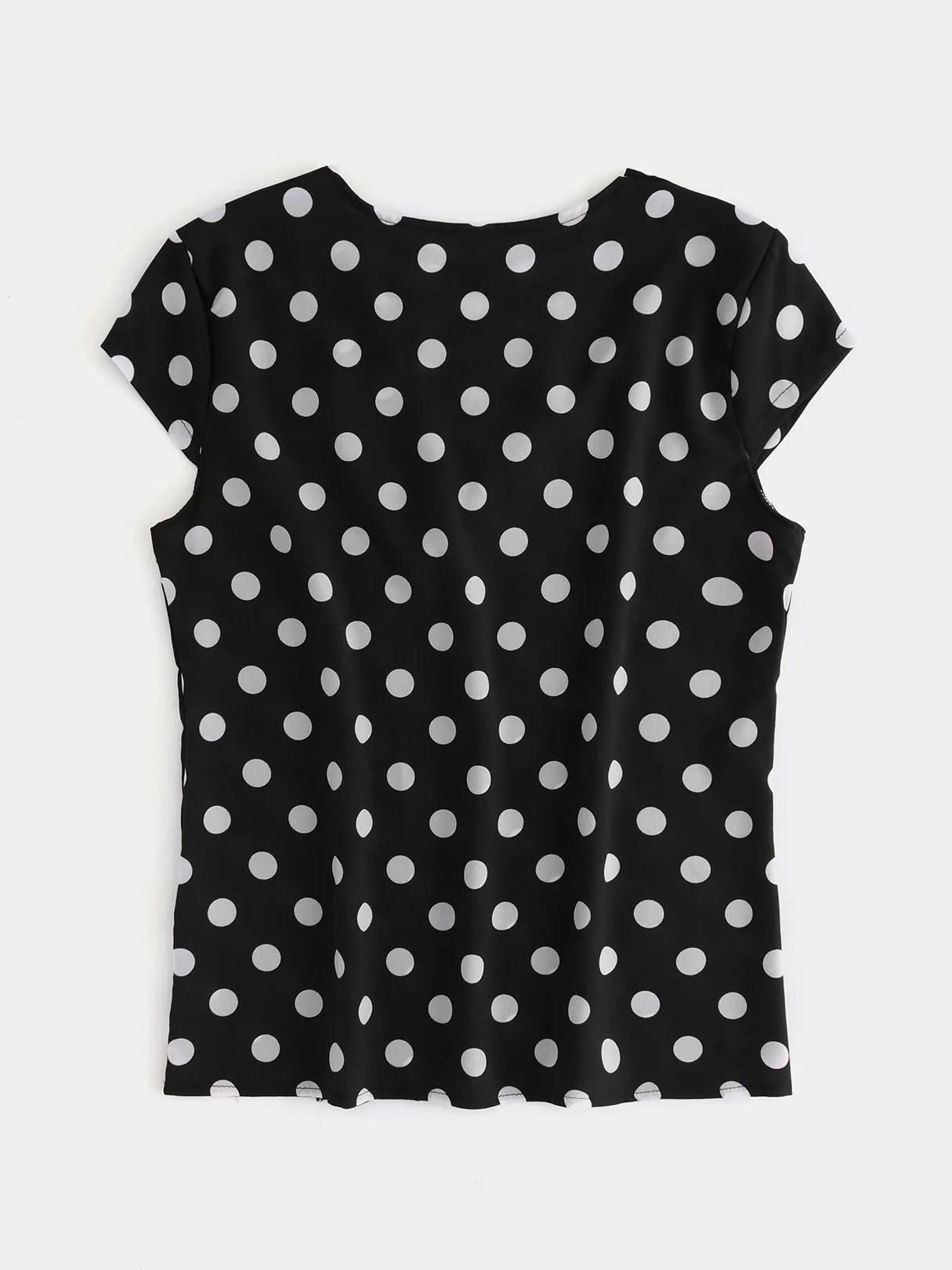 Wholesale Crossed Collar Polka Dot Criss-Cross Short Sleeve T-Shirts
