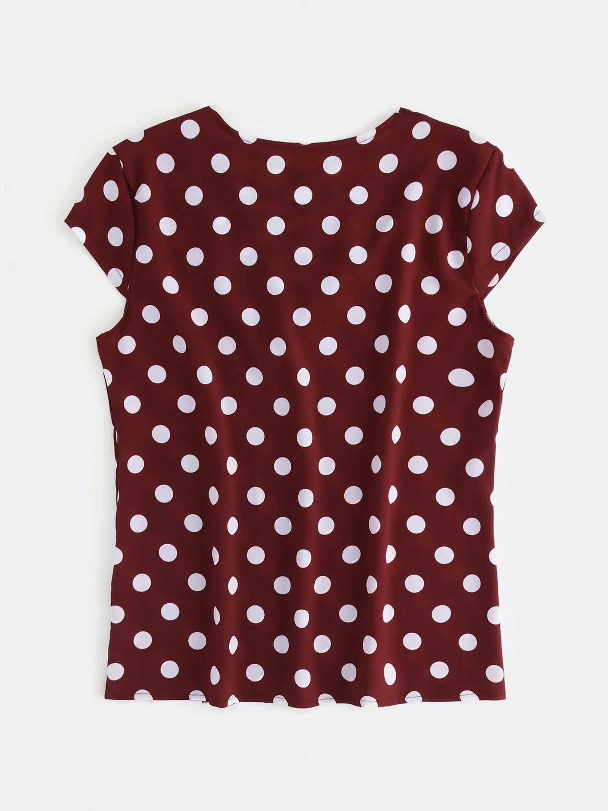 Wholesale Crossed Collar Polka Dot Criss-Cross Short Sleeve T-Shirts