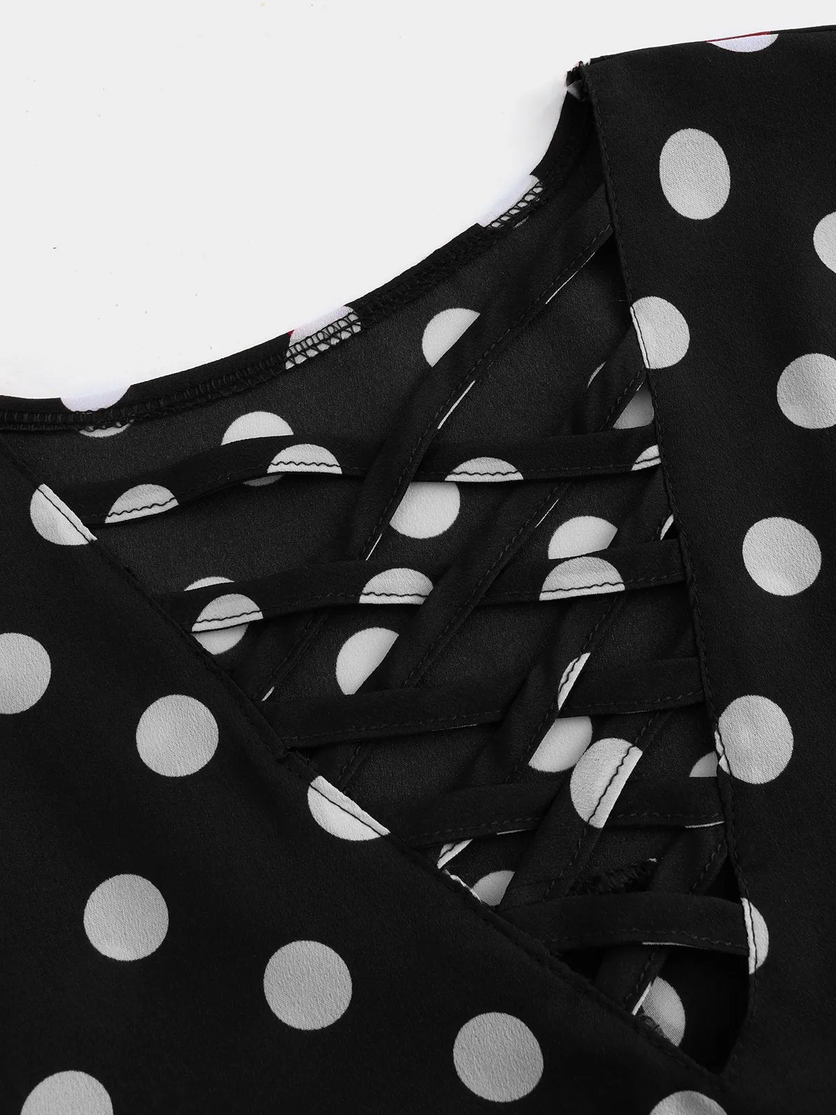 Wholesale Crossed Collar Polka Dot Criss-Cross Short Sleeve T-Shirts