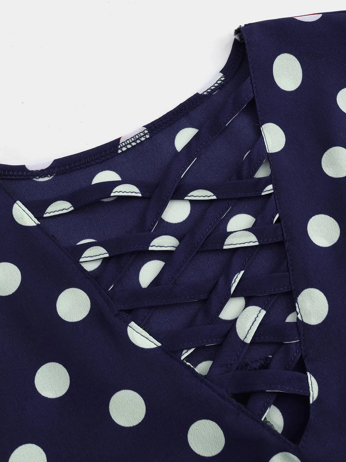 Wholesale Crossed Collar Polka Dot Criss-Cross Short Sleeve T-Shirts