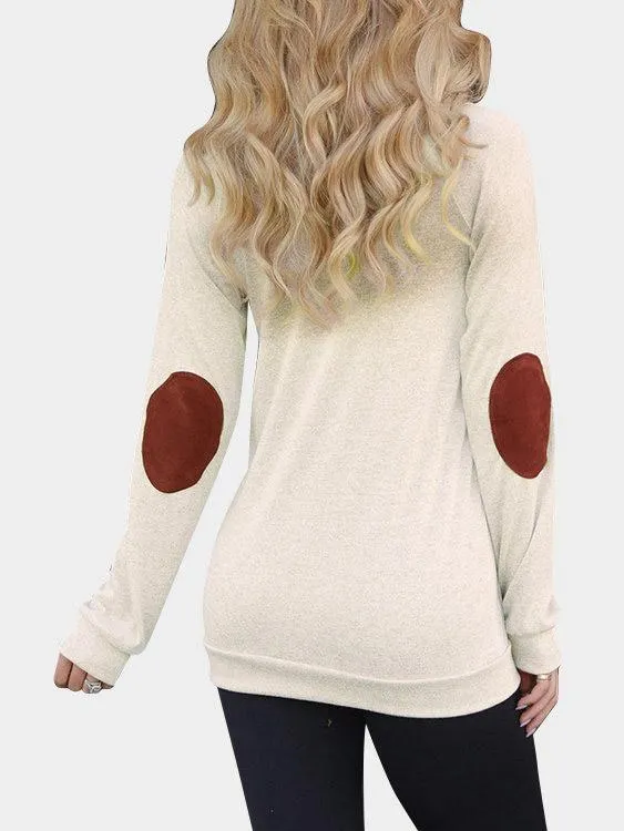 Wholesale Round Neck Cut Out Long Sleeve Khaki Top