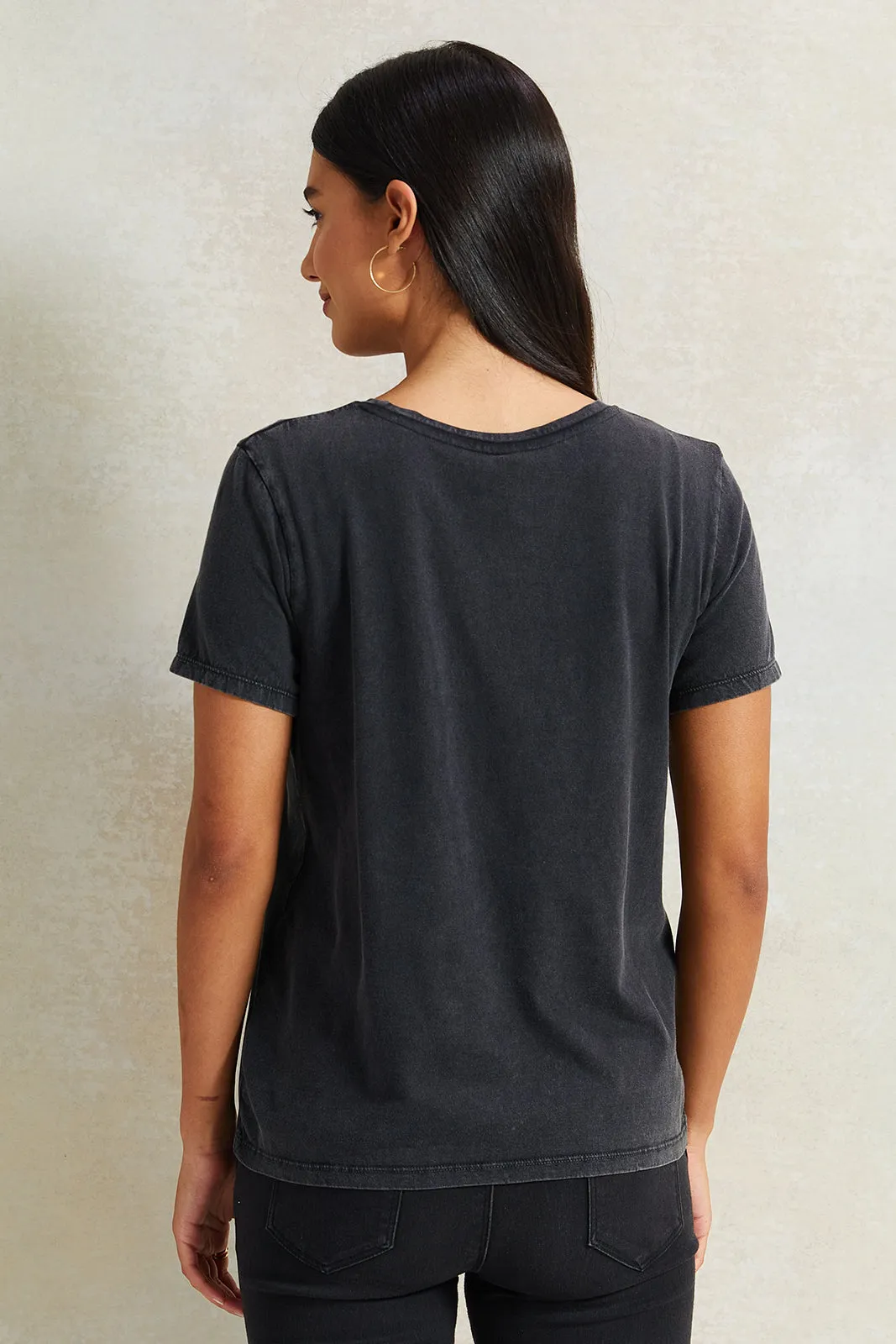 Women Charcoal Simba Printed T-Shirt