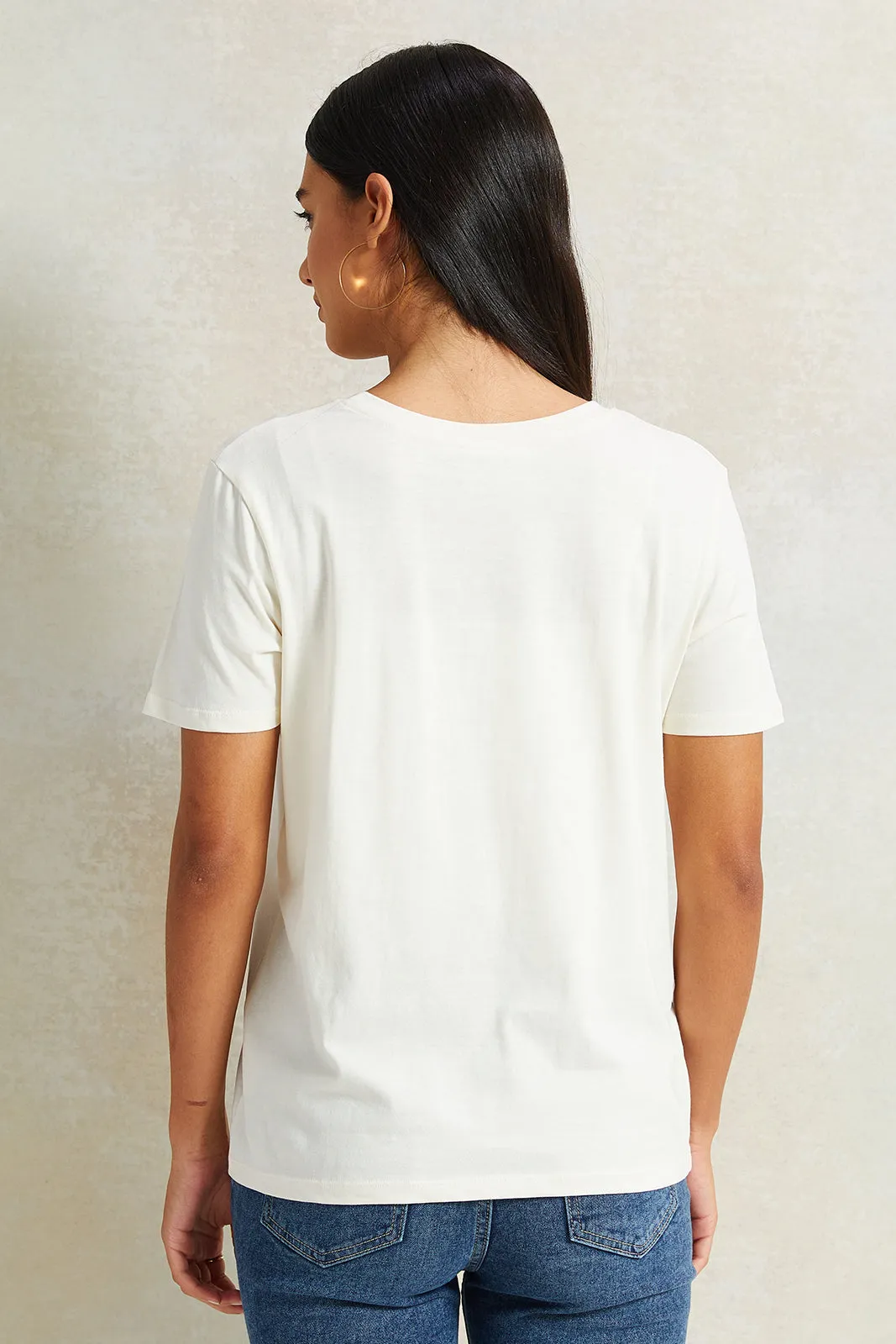 Women Ivory Hello Kitty Printed T-Shirt