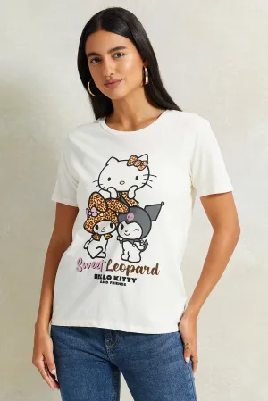 Women Ivory Hello Kitty Printed T-Shirt