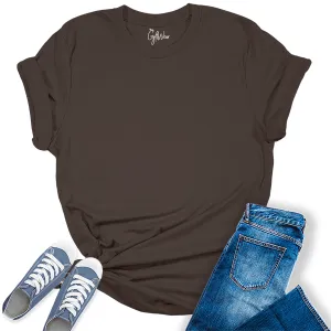 Womens Brown T Shirts Premium Casual Short Sleeve Shirts Oversized Tops