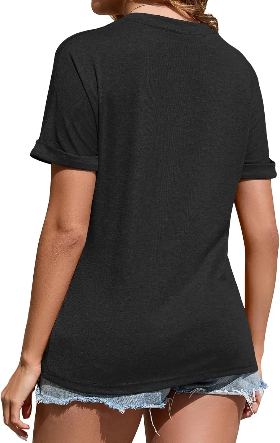 Women's T Shirts V-Neck 2025 Fashion Spring Summer Casual Women Tops Trendy Cute Fit Tee S-XXL