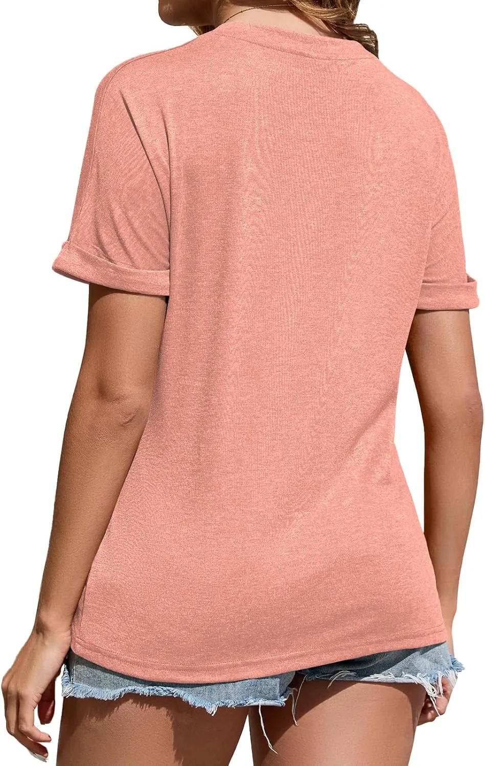 Women's T Shirts V-Neck 2025 Fashion Spring Summer Casual Women Tops Trendy Cute Fit Tee S-XXL