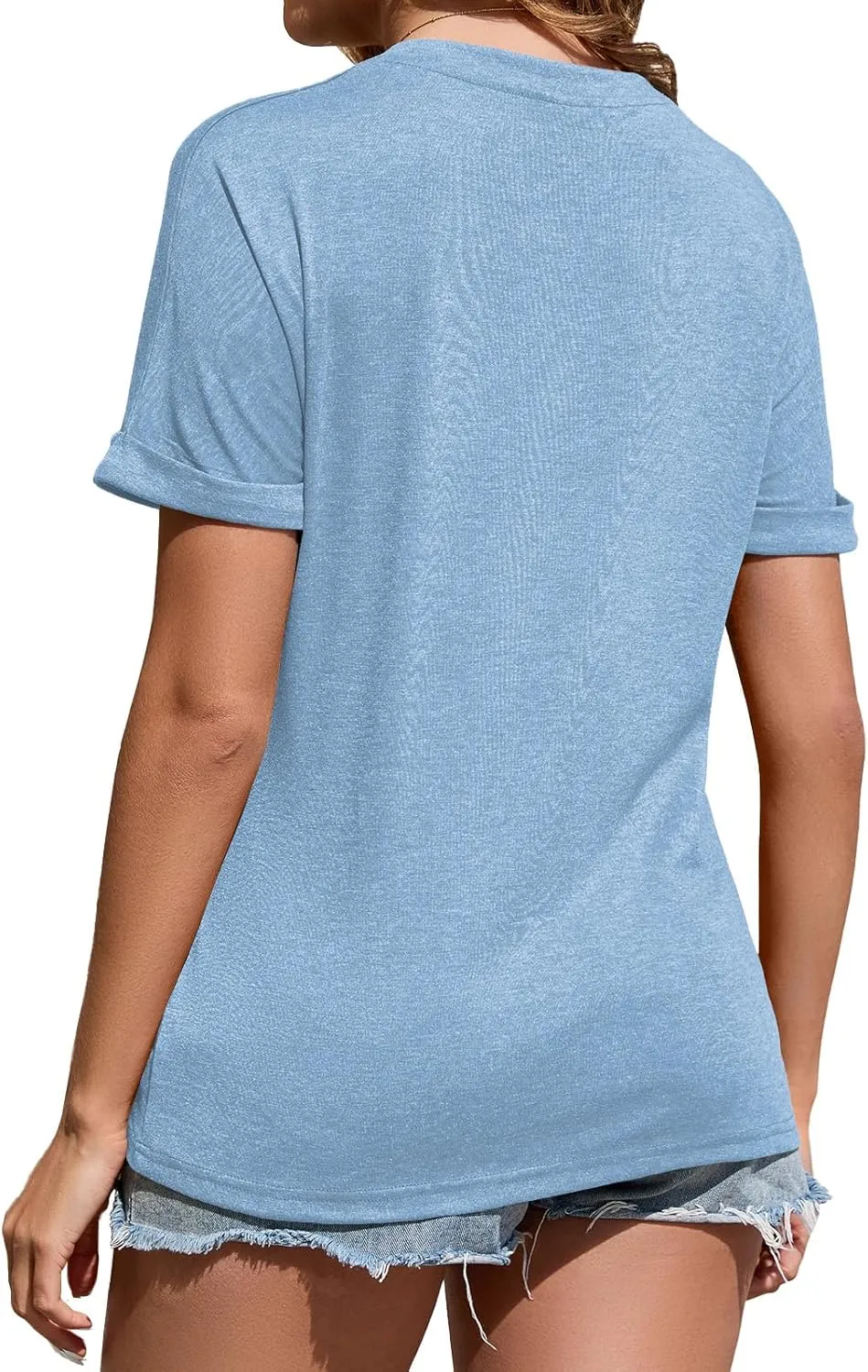 Women's T Shirts V-Neck 2025 Fashion Spring Summer Casual Women Tops Trendy Cute Fit Tee S-XXL
