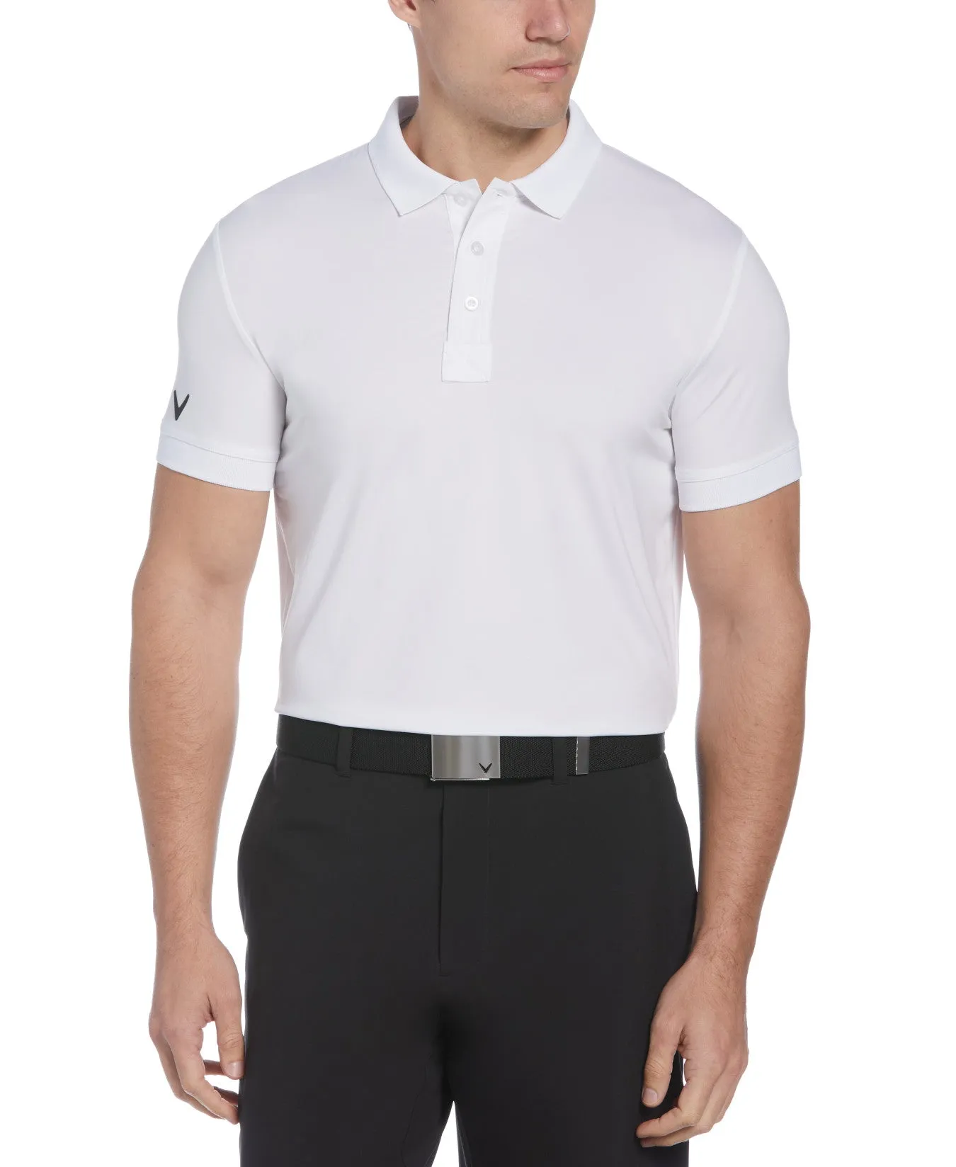 X Series Solid Ribbed Polo In Bright White