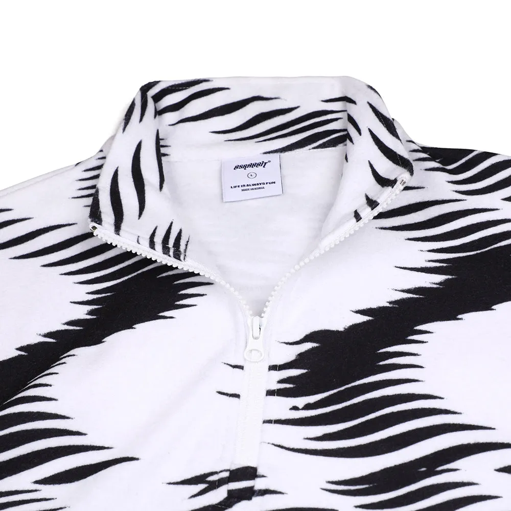 ZGZG WAVE FLEECE PULLOVER BLACK WHITE