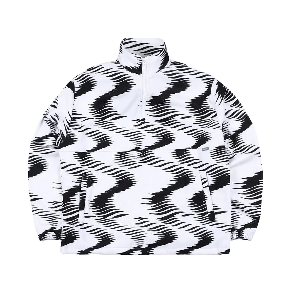 ZGZG WAVE FLEECE PULLOVER BLACK WHITE