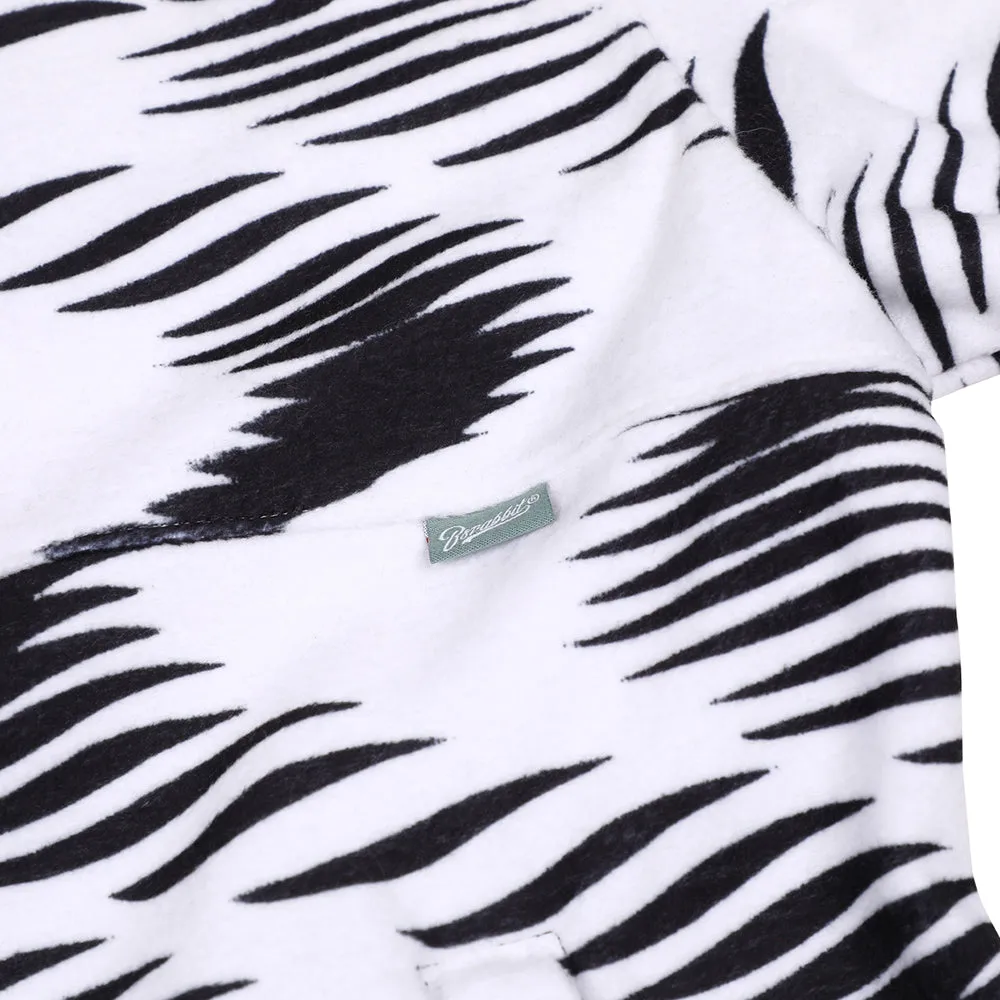 ZGZG WAVE FLEECE PULLOVER BLACK WHITE