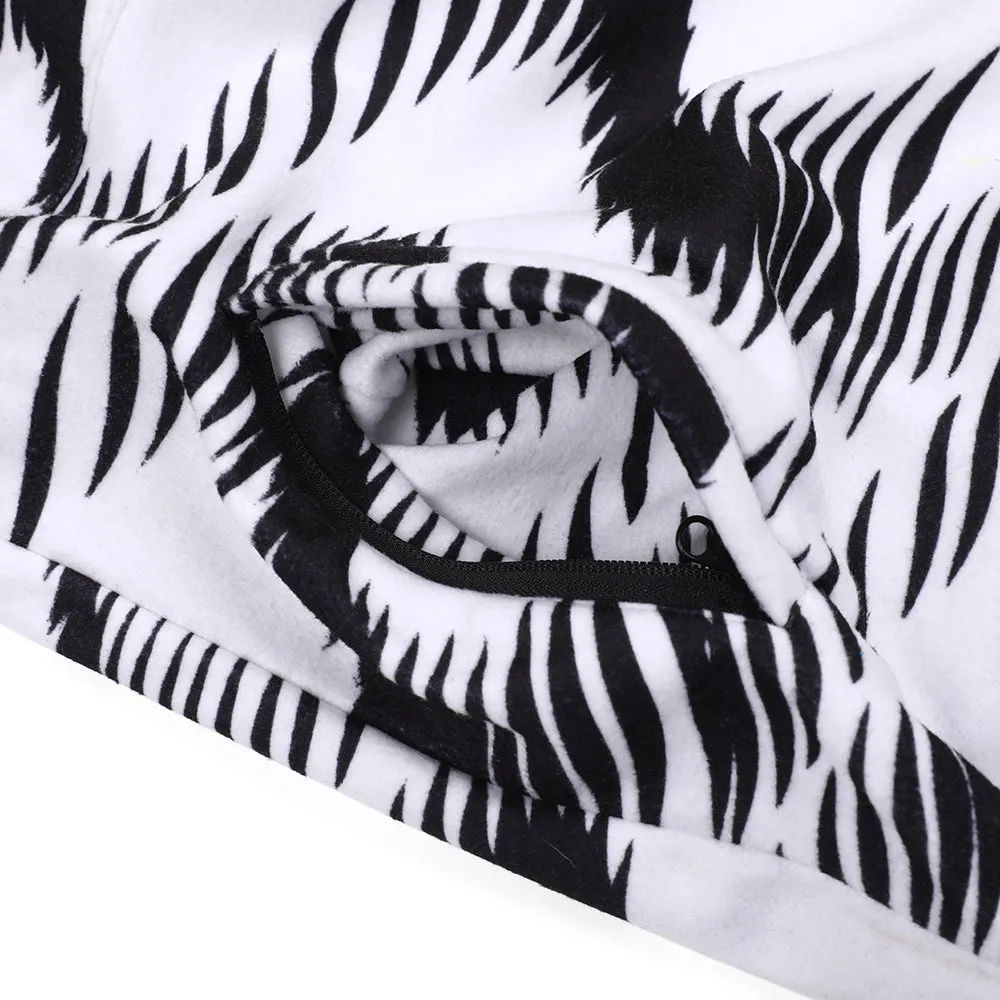 ZGZG WAVE FLEECE PULLOVER BLACK WHITE